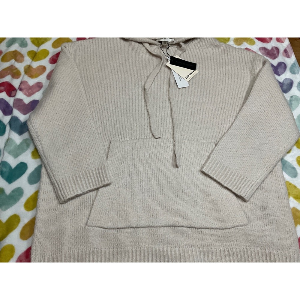 Industry Alpaca Blend Knit‎ Hoodie Pullover Sweater Light Beige M M